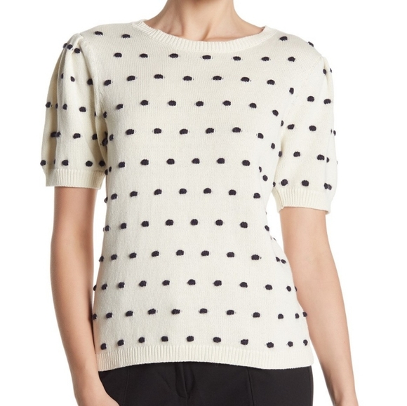 Cynthia Steffe Mini Pompom Puff Sleeve Sweater XXS - Picture 7 of 8